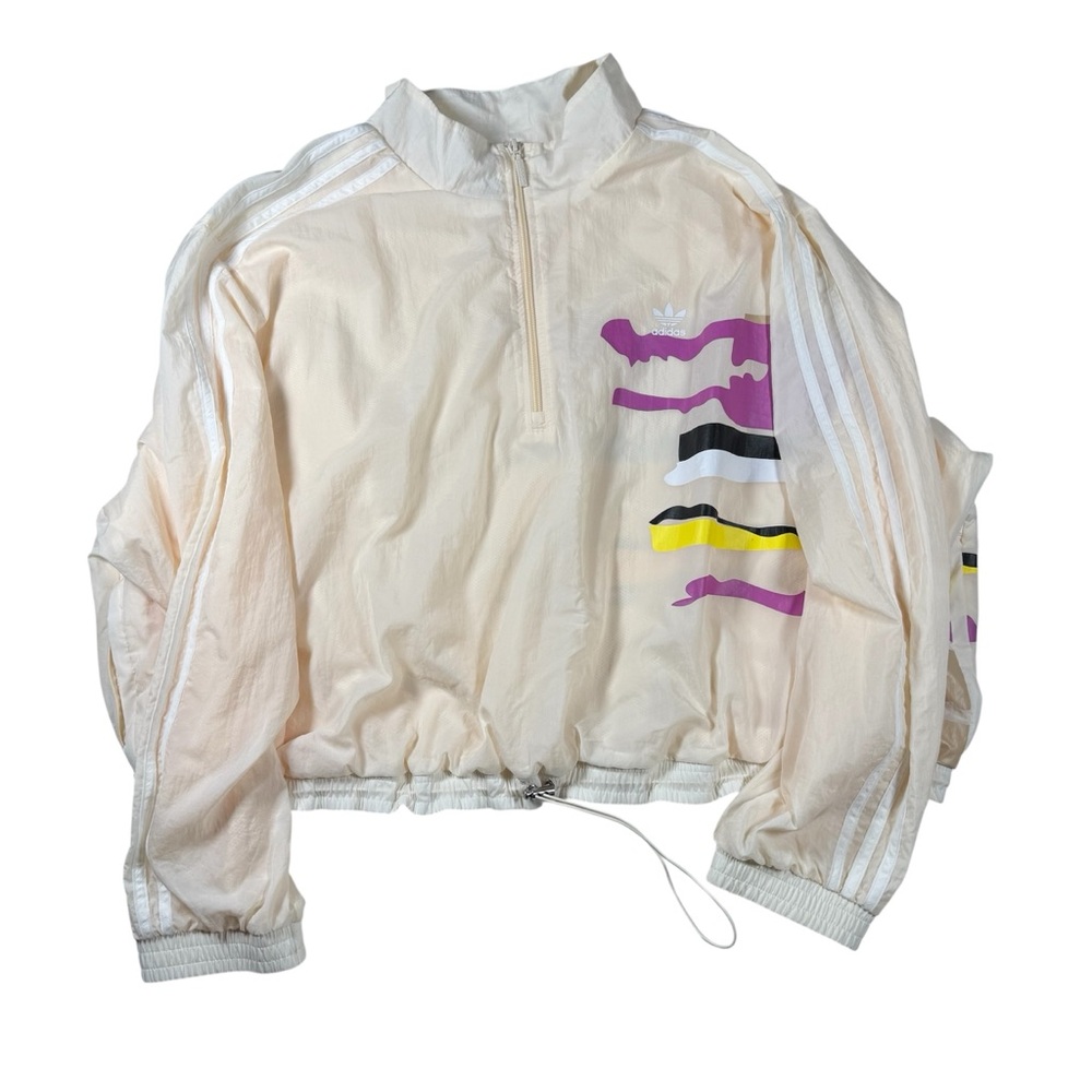Adidas X Thebe Magugu 1/4 Zip‎ Windbreaker Track Top Women 4X Cropped Mesh Lined